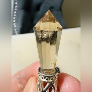 Smoky Quartz Vogel Pendulum w Angel Wings Grounding Dowsing Tool for Divination